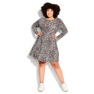 LORALETTE "Ella" Animal Print Tiered Dress - magenta, NEW! Size 18